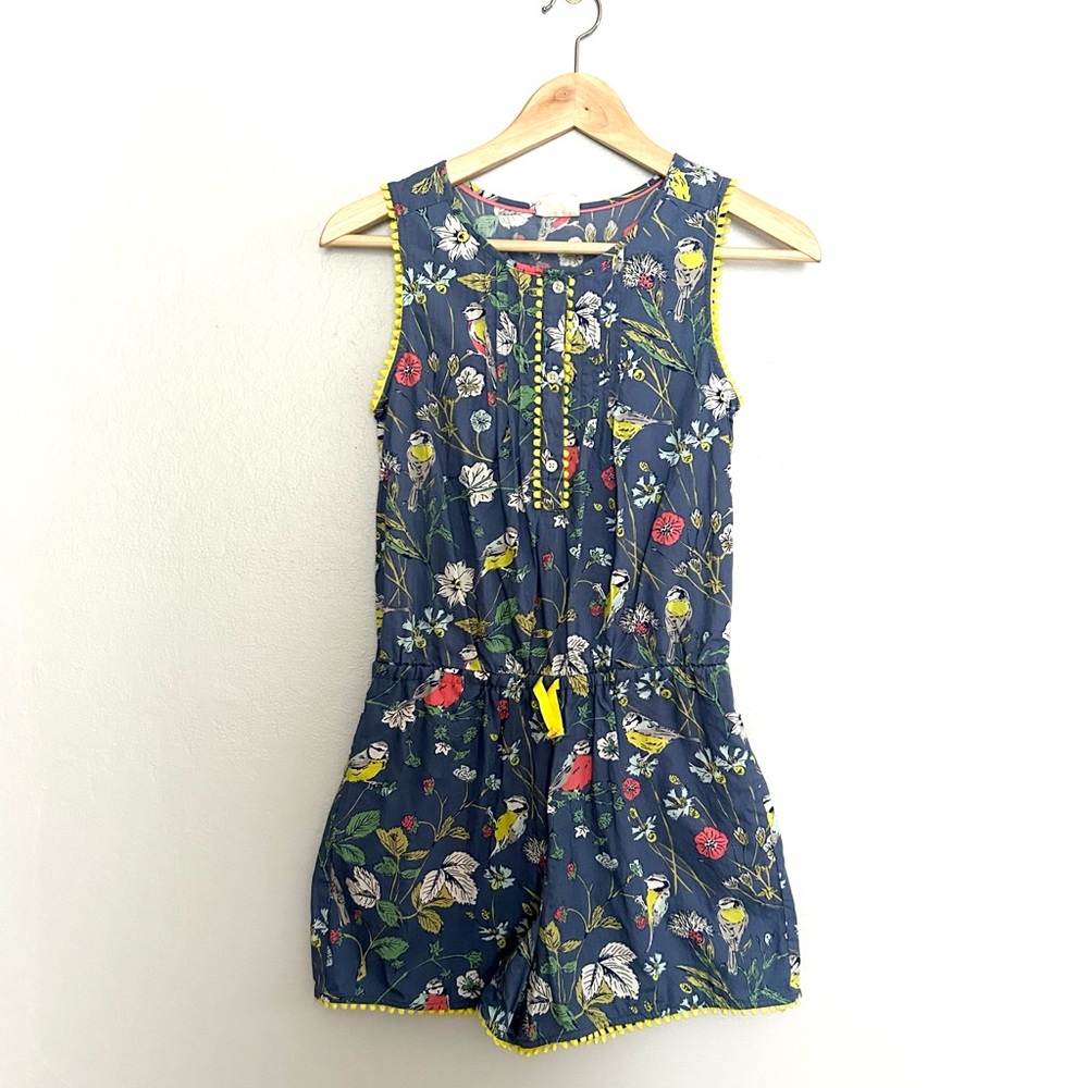 Mini Boden Bird Botanical Print Romper